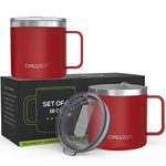 16 oz (Set of 2) Stainless Steel Vacuum Insulated Coffee Mug with Handle and Lid, Large Thermal Camping Coffee Mugs with Sliding Lid for Men & Women, Keeps Your Beverages Hot/Cold for a Long Time