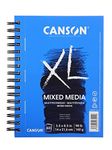 Canson XL Series Mix Media Paper Pad, Heavyweight, Fine Texture, Heavy Sizing for Wet or Dry Media, Side Wire Bound, 98 Pound, 5.5 x 8.5 in, 60 Sheets