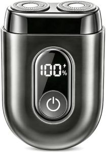 Mini Electric Razor for Men, Dual Rotary Travel Shaver with Metallic Finish