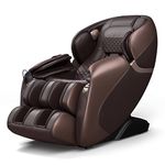 COSTWAY Massage Chair for Home, Electric Zero Gravity 3D SL Track Full Body Shiatsu Massage Recliner with AI Voice Control, Bluetooth, Yoga Stretching, Handrail Shortcut Key, Airbags & Heating (Brown)