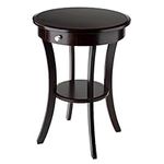 Winsome Wood Sasha Accent Table with Drawer, Curved Legs, Cappuccino Finish