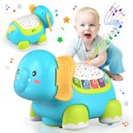 Lehoo Castle Baby Toys 6 Months Plus, Crawling Musical Elephant Toys for 0-12 Months, Toddler Sound Toys with Projector Light, Learning Gifs Toys for Boys Girls 1 Year Old