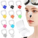 HAKANBULBUL Pack of 10 Nose Clips Swimming, Swimming Nose Clips for Adults, Silicone Nose Clips with Storage Case, Reusable Swim Nose Training Protector Ideal for Beginner, Random Colors