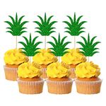 Gyufise 36Pcs Pineapple Cupcake Toppers Donut Cake Toppers Pineapple Cute Cupcake Picks for Summer Luau Tropical Hawaiian Party Cake Decorations