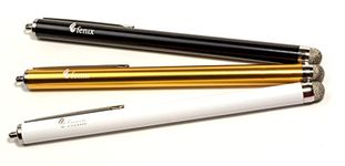 Fenix - Set of 3 [Gold, Black, White] Stylus Pen with Micro Knit Hybrid Fiber Tip for iPhone 4/5/5c/6/6+, iPad/iPad Air/iPad Mini, Samsung Galaxy S4/S5/S6/Edge, Kindle Fire, Surface Pro and More