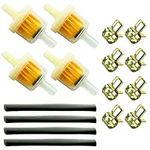 16PCS Inline Fuel Filter 5mm Hose Kit, Universal Car Motorcycle Fuel Filter Hose with 4Pcs Fuel Filters+4Pcs 10cm Petrol Pipe Hose Line+8 Pcs Hose Clips for Motorcycle Car