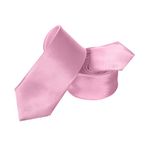 Trimming Shop Skinny Neck Tie Baby Pink Soft Satin Polyester Unisex Slim Necktie for Casual Formal Wear, Weddings, Prom, Celebration, Parties, Gatherings, Events