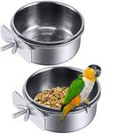 Cozy Puppies Bird Cage Food Water Dispenser Parrot Food Dish Bird Feeder Cup Cage, Stainless Steel Bird Food Holder Container for Parrot Macaws Ferret Parakeet Cockatiel Budgerigar (Clamp Holder, 850.ML Pack of 2)