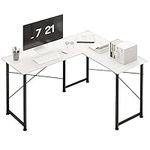 Mexin Small L Shaped Computer Desk, 49.6 Inch Corner Desk Table, Writing Gaming Desk Workstations for for Home Office Small Space, White