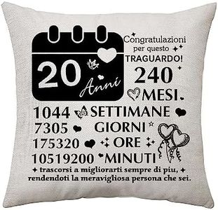 20 ° Compleanno Decorazioni Regalo per lei Cuscino Copertura 20 ° Compleanno Regali per Ragazze e Ragazzi Figlia Figlio Sorella Fidanzata Nipotina Nipote Fidanzati Idee di Compleanno (20 Anni)