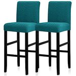 Lellen Reusable Pub Counter Stool Chair Covers Slipcover?Stretch Washable Dining Room Chair Covers Set of 2 Bar Stool Covers with Backs Barstool Cove Slipcovers Bar Stool Chair Covers (Peacock Blue)