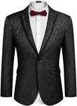 COOFANDY Men Floral Tuxedo Jacket Slim Fit Paisley Dinner Dress Suit Party Blazer