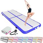 SK DEPOT Inflatable Yoga Track Inflatable Gymnastics Mattress 10ft x 3.4ft x 0.3ft Artistic Gymnastics Tumbling Track Mat Indoor Outdoor Thickness Air Track for Gym Home (Blue)