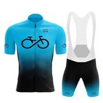 FFFF & OLFEH Men's Cycling Jersey Suit Bike Jersey Cycling Sets Men Cycling Suits Bike Jerseys Short-Sleeve Tops Padded Bib Shorts Summer Breathable (Blue A,M)