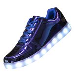 PYYIQI LED Light Up Shoes for Women Men Sports LED Shoes Dancing Sneakers Low-Top USB Charging Shoes for Kids, Blue, 5 Women/3 Men