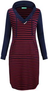 Kimmery Fall Dresses for Women 2024 Dresses for Woman Womens Hoodie Dresses Buttons Kangaroo Pocket Casual Sweatshirt for Fall Red XXL
