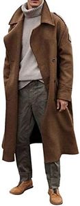 RINTONIX Men's Oversized Notched Long Faux Wool Blend Trench Coat Single Breasted Knee Length Lapel Winter Jacket(KH-M)