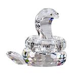Crystal Cobra Snake Handicraft Ornaments Figurine Art Animal Collection Statue Collectible Home Decor Gifts (White)