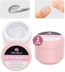 UNA GELLA Solid Nail Glue Gel - Long Lasting Solid Nail Glue for Clear Gel x Nail Tips 15ML*2PCS - Hard Gel Nail Extension Glue for Fake False Nails DIY Nail Art Salon, U V Cured Need