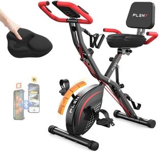 Pleny Folding Exercise Bike, 5 IN 1 Stationary Bikes for Home 6.6 LBS Flywheel, 330LB Weight Capacity Back Support Cushion Indoor Workout Cycling Bike for Home Gym (red)