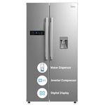 Midea 591L Frost Free Inverter Compressor Side By Side Refrigerator With Water Dispensor(Mrf5920Wdssf, Silver, Ss Finish, Multi Air Flow, Digital Touch Control)