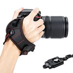 JJC DSLR Camera Wrist Hand Strap Grip w/Arca Swiss Type Quick Release Plate for Canon 7D 7DM2 6DM2 5DM4 5DM3 5Ds R 80D 77D 70D 60D T7i T6s T6i Nikon D850 D810 D750 D610 D7500 D5600 D5500 D3500 - Red