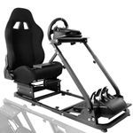 Anman Racing Wheel Cockpit Steering Wheel Stand With Seat Gaming Simulator Cockpit Adjustable Fit For Logitech G25 G27 G29 G920 G923 Thrustmaster T80 T150 NOT Include Wheel Shifter and Pedals