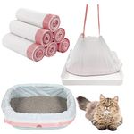 SAHENITEANA 60pcs Cat Litter Box Liners, Thickened Disposable Cat Litter Box Cat Litter Bag With Drawstring, Durable, Easy Clean, for Litter Box Pets Cat (79 * 45cm)