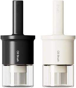 YARRAMATE 2pcs 300ml / 10oz Oil Dispenser with Brush - Glass Oil Dispenser for Kitchen with Silicone Heat Resistant Brush - Cooking Brush for Oil and Sauce Cooking BBQ Grill Frying - Black&White