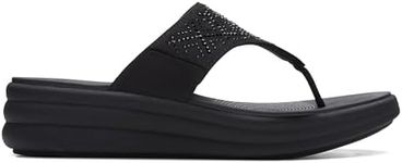 Clarks Cloudsteppers Women's Drift Way Flip-Flop, Black Synthetic, 8 Medium US