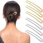 Lusofie 6Pcs Metal U Shaped Hair Pins Hair Sticks French Hair Pin Hair Fork Retro 2 Prong Updo Chignon Pins for Women Girls Hairstyle Accessories(Gold, Silver)