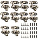 MroMax 10Pcs Antique Left Latch Hook Hasp Vintage Lock Clasp Swing Arm Latch with Screws Plated Bronze for Suitcase Case Jewelry Wooden Boxes and DIY Handicrafts 32 x 27mm/1.26 x 1.06 inch