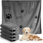 Chumia 4 Pcs Dog Towels for Drying Dogs Puppy Towel Bulk Microfiber Absorbent Towel Pet Bathing Supplies Quick Drying Paw Towel for Medium Dogs Cats Pets Shower (Gray,24 x 40 Inch)