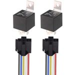 Gebildet JD1914 12V 40A Car Relay with 12AWG Harness Sockets, 5 Pin SPDT Relay with Color-Labeled Wires for Automotive Truck Van Motorcycle Boat (Pack of 2)