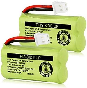 iMah BT183342/BT283342 2.4V 400mAh Ni-MH Battery Pack Compatible with AT&T VTech Cordless Phone Batteries BT166342/BT266342 BT162342/BT262342 2SN-AAA40H-S-X2, Pack of 2