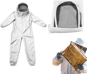 Beekeeper Suit Thin Ventilated Protective Beekeeping Suit with Hood, Bee Suite for Men Women Sting Proof, Beekeeping Equipment with Elastic Cuffs for Professional Beginner and Beekeepers (Thin)