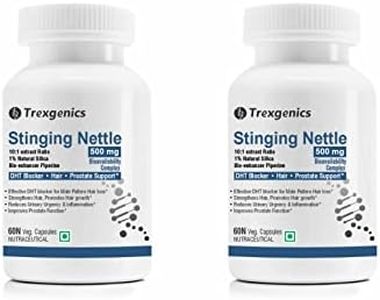Trexgenics STINGING NETTLE (1% Natural Silica) 500mg with with Bio-enhancer Piperine 5mg DHT Blocker, Hair growth, Prostate Support (60 Veg capsules) (2 Pack)