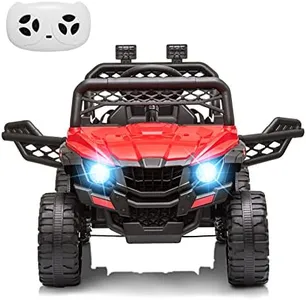 Nasitip 12V Kids Ride On Car Truck w/Parent Remote Control, Spring Suspension, LED Lights, AUX Port, Music (Red, no Tent)