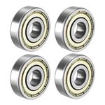 sourcing map 6200ZZ Ball Bearing 10mm x 30mm x 9mm Double Shielded 6200-2Z 80200 Deep Groove Bearings, Carbon Steel (Pack of 4)