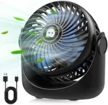 TDONE USB Desk Fan, 3 Speeds Strong Wind Small Cooling Fan, 360° Rotatable 5 inch Personal Mini Fan, 1500mAh Battery Operated Quiet Desktop Fan for Home Office Bedroom Dorm Indoor Outdoor(Black)