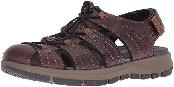 Clarks Men's Brixby Cove Fisherman Sandal, dark brown leather, 10 M US