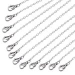 Wholesale 12 PCS Genuine Stainless Steel Fine Cable Chain Necklace Chains Bulk for Jewelry Making 18-30 Inches (20 Inch(2MM))