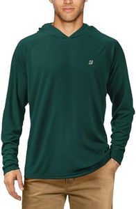 Roadbox Men's Sun Protection Long Sleeve Hoodie UPF 50+ Outdoor UV Fishing Shirts Emerald Green (XX-Large)