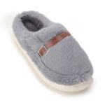 CASSIEY Winter Slippers for Men's And Boy's Home Indoor Outdoor Warm Cotton Slipper | Soft leather belt Fur Slipper For Men- Grey