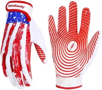 HANDLANDY Mens Football Gloves, Silicone Ultra Sticky Receiver Gloves,Super Grip Football Glove Best Gift for Adult(Red-Adult, Adult X-Large)
