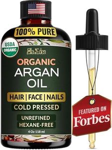 Ella & Eden Organic Moroccan Argan Oil - 100% Pure Cold-Pressed USDA Certified Unrefined – for Hair, Face & Skin – 4 Fl Oz Glass Bottle