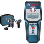 BOSCH Power Tools Combo Kit CLPK22-120 - 12-Volt Cordless Tool Set & GMS120 Digital Multi-Scanner with Modes for Wood, Metal, and Live Wiring