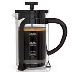 InstaCuppa Premium French Press Coffee Makers with 4 Part Superior Filteration, Heat Resistant Borosilicate Glass Carfafe (1000 ML with Protective Sleeve, Black)