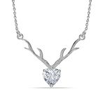 LeCalla 925 Sterling Silver BIS Hallmarked CZ Deer Heart Pendant Necklace for Women and Girls 17 Inches