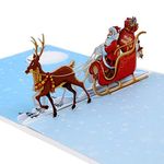 Christmas 3D Greeting Card Funny 3D Christmas Pop-Up Card Gift Greeting Cards for Family, Friends, Companies, Christmas Deer Cart Design